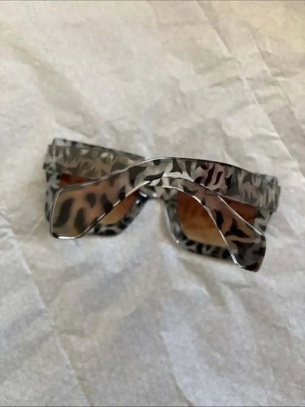 Oversized Square Sunglasses - Gray Patterned Frame, Brown Lenses